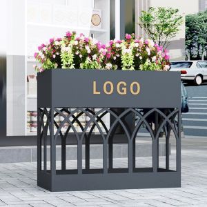 Creative hollow out flower pots large tall black planter box