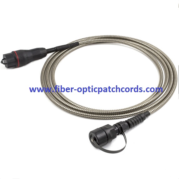 Armored Fiber Optic Patch Cord / Fullaxs LC To ODVA Duplex Fiber Optic Patch Cable