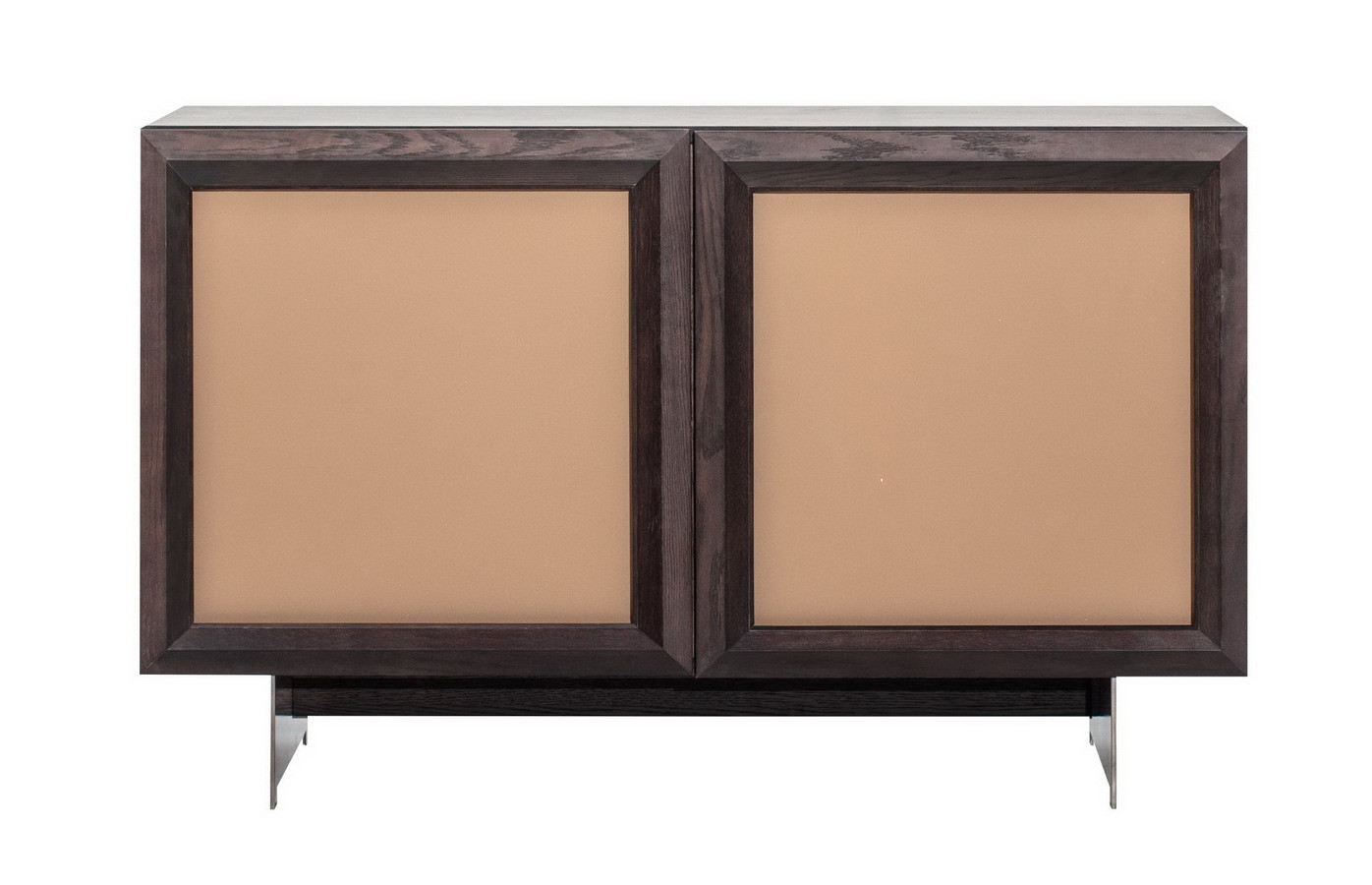 Restaurant furniture of Dining side stora cabinet Buffet table in Steel legs with Leather covered Door and Oak wood casa