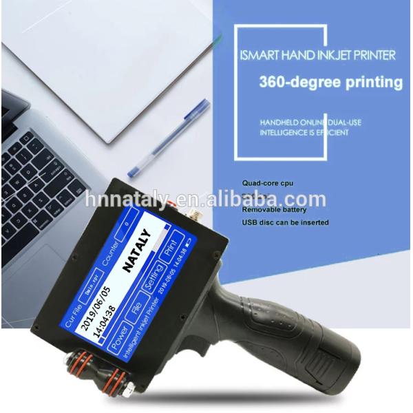 Handheld portable inkjet printer for plastic bag date time coding