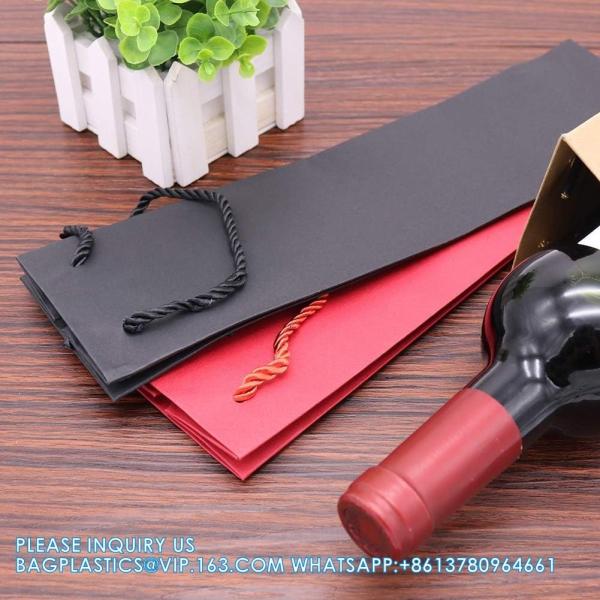 Package Thick Kraft Paper Wine Tote Gift Bags For 1 Bottle, Sturdy Paper Wine Gift Bags With Handles