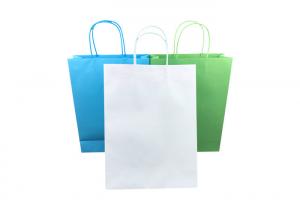 Quality Custom Eco Paper Packaging , Flat Bottom Recycled Paper Shopping Bags for sale