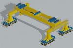 Rubber Tyred Rail Double Girder Gantry Crane For Railway Construction Yello Blue
