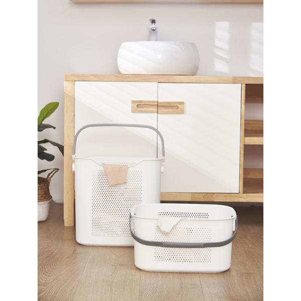 Modern 40 Liters Rectangular Plastic Laundry Basket Durable Deep Storage