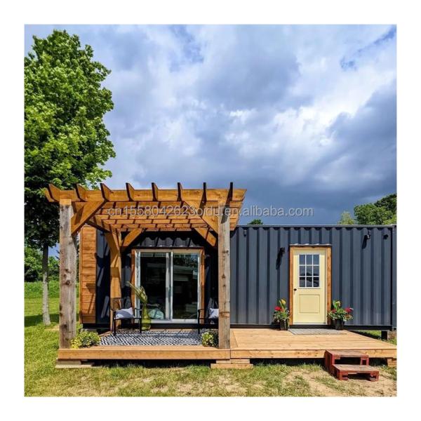 Hotel Luxury Portable Flat Roof Container Prefab Studio Home House with 50/75/100mm Wave Sandwich Panel Wall and Affordable