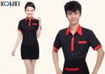 Red And Black Color Restaurant Shirts Uniforms For Waitresses