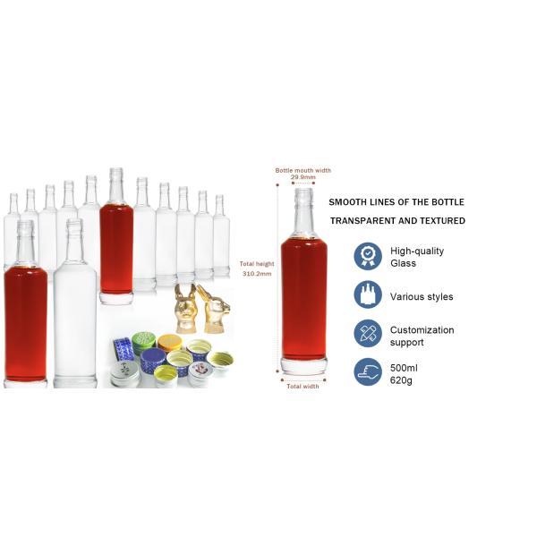 Wine 250ml 400ml 700ml Clear Mini Wine Glass Bottle Brandy Liquor Bottles with Glass Cap