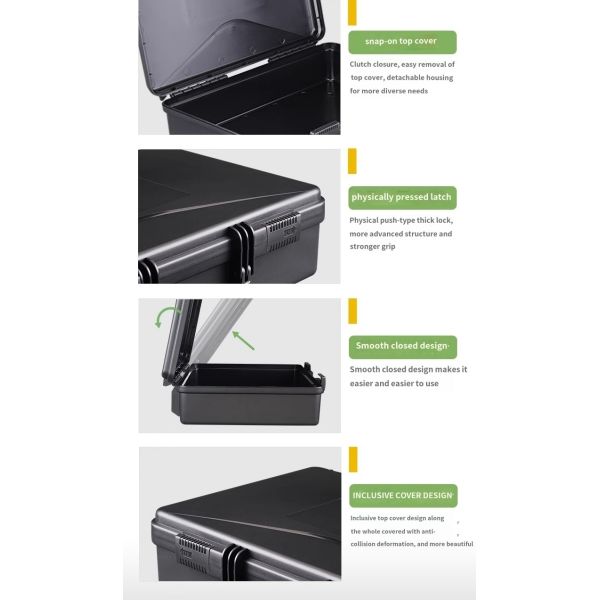 Stackable Heavy-Duty Tool Storage Case with Reinforced Hinges and Hard Plastic Construction