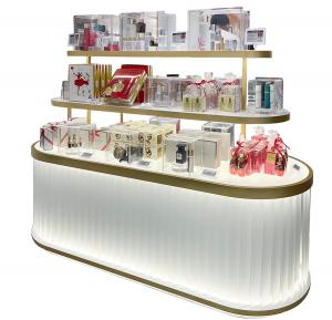 Quality Creative Multi Level Acrylic Cosmetic Display Cabinet Oval Glowing Shop Display Shelf for sale