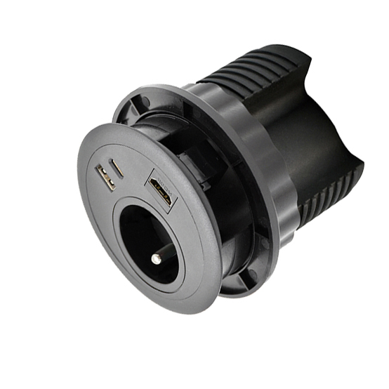 French Type Desktop Clamp Power Strip 1 Way And 2USB CE Passed