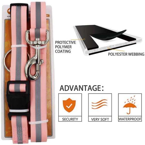 Durable Waterproof Dog Collar And Leash , Reflective Pet Training Leash