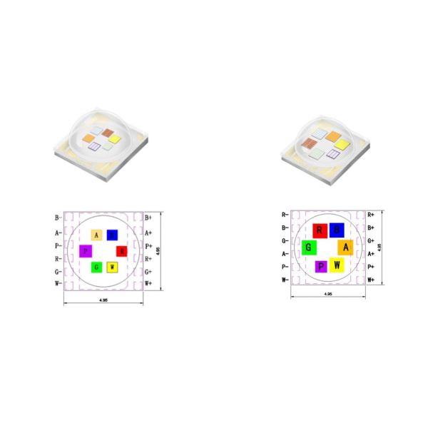 Ceramic SMD5050 LED Multi-colour RGBLAC LED 10W Dome Lens RGBWAC 20W LED