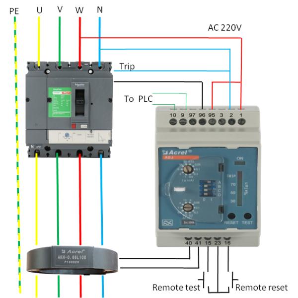 DIN rail 35mm Installation Residual Current Relay ASJ10-LD1A