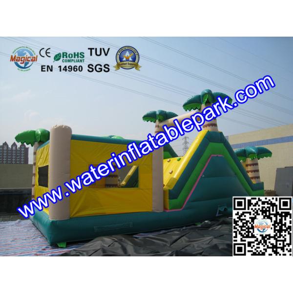 Inflatable Bouncer Slide , Commercial Grade Bounce Houses Coconut Trees Tropical Themed