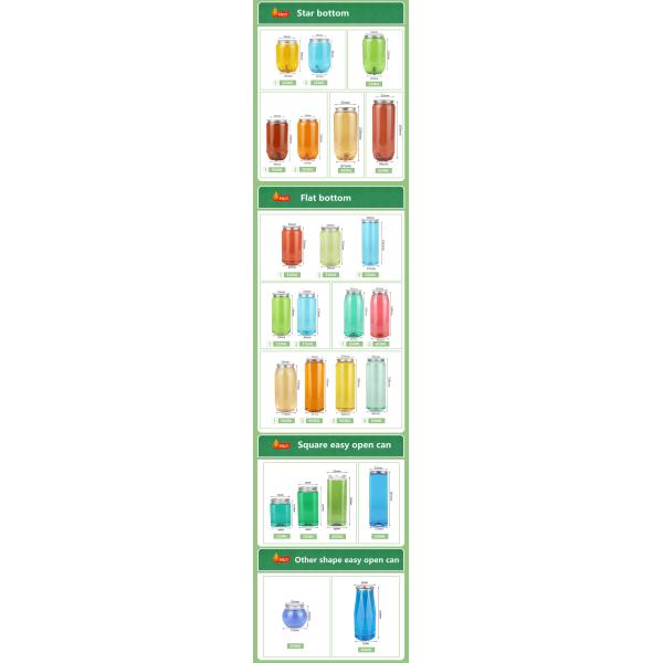 Plastic Beverage Juice Milk Soft Drink Cans 500ml With Aluminum Easy Open Ends
