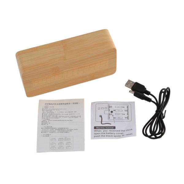 Quality Digital LED Alarm Clock Sound Control Wooden Despertador Desktop Clock USB/AAA Powered Temperature Display Hours