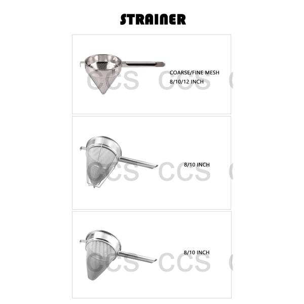 8 Inch Commercial Colander Fine Mesh Filter Stainless Steel Chinois Mesh Strainer Strengthening Rib Strainer