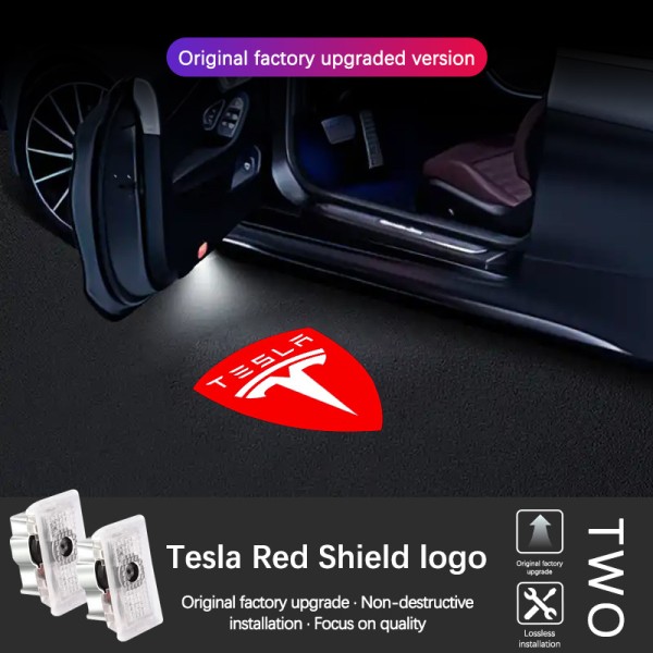 Tesla Door LED Logo Projection Light with ABS Shell, Energy-Saving LED, and Easy Installation for Model 3/Y/S/X
