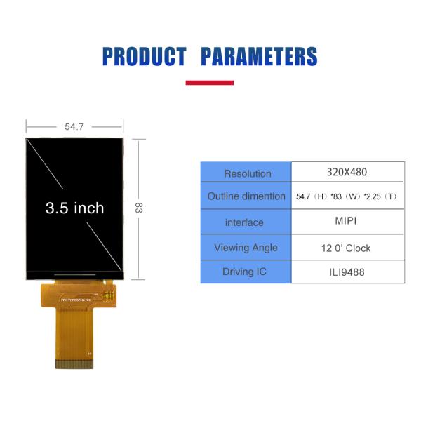 3.5 Inch TFT LCD Module MIPI IC ILI9488 320x480 Resolution For Automotive Cockpits