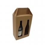 Empty corrugated paper handle luxury custom gift two glass bottle wine box