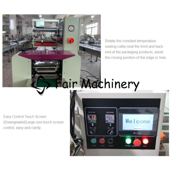 SGS 380V Bread Wrapping Machine , 3.4Kw Horizontal Flow Pack Machine