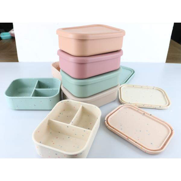 3 Compartment Silicone Lunch Containers , Reusable Silicone Bento Lunch Box Leak Proof