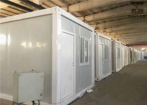 Buy Flat Roof Prefabricated Container House , Steel Door Shipping Container Prefab at wholesale prices