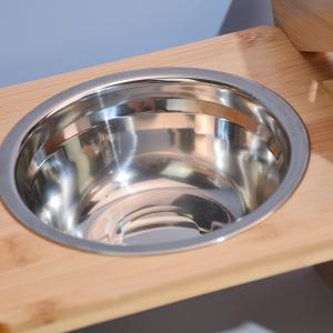Quality Stainless Steel Bamboo Raised Dog Bowl For Single Stand for sale