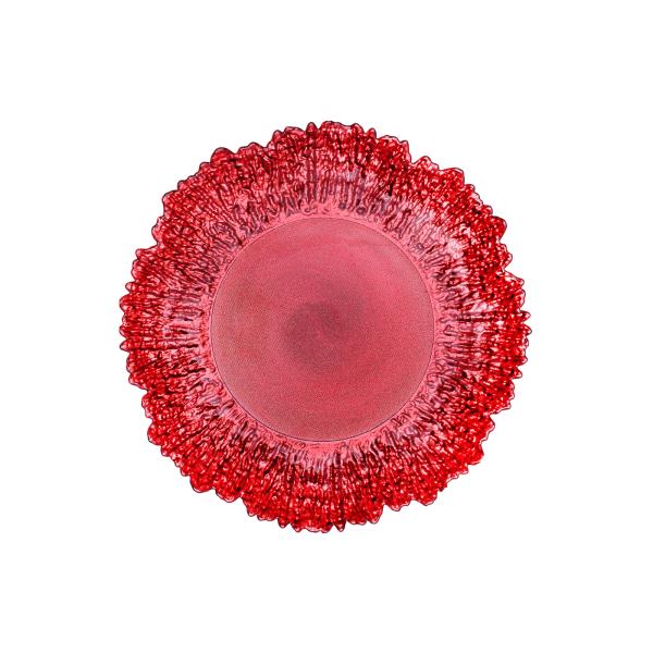 Irregular Edge Flower Electroplated Round Glass Plates 13 Inch