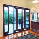 5mm Tempered Glass Commercial Aluminium Doors , Aluminum Frameless Folding