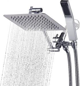 Quality Polished Chrome Square Handheld Zinc Shower Head Combo With Adjustable Extension Arm for sale