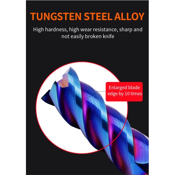 YINGBA Custom CNC Cutting Tool Blue Nano Coating Endmill Carbide 4 Flutes for Carbon Steel Stainless Steel Metal Milling Cutter