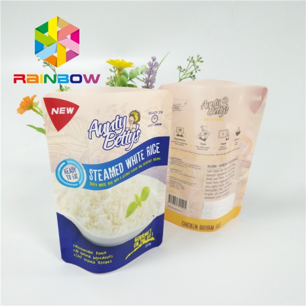 Reusable Dried Food Packaging Bag Three Side Heat Seal Pouch Glossy Surface Printing