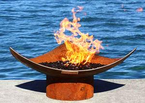 Quality Corten Steel Modern Fire Bowls Outdoor , Large Metal Fire Pit 50cm Height for sale