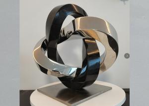 Quality Abstract Black Polished Granite 316 Stainless Steel Sculpture 41cm High for sale