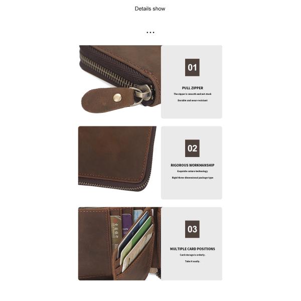 Luxury Design Bifold Leather Wallet with Coin Pocket and Nylon Lining Material