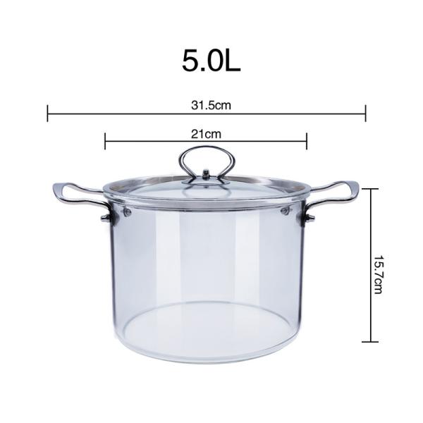 Kitchenware 5L Borosilicate Transparent Glass Soup Pot