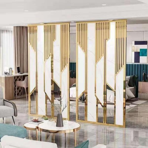 Stainless steel frame marble room divider luxury style decoration
