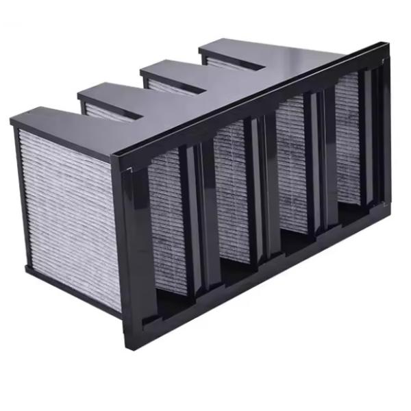 Hvac System Compact V-Bank Type Hepa Filter With Activated Carbon Compact Filter