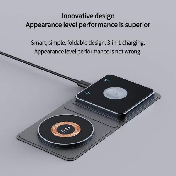 Gray All In One Wireless Charger Magsafe Wireless Charger For Phone Earphone Watch