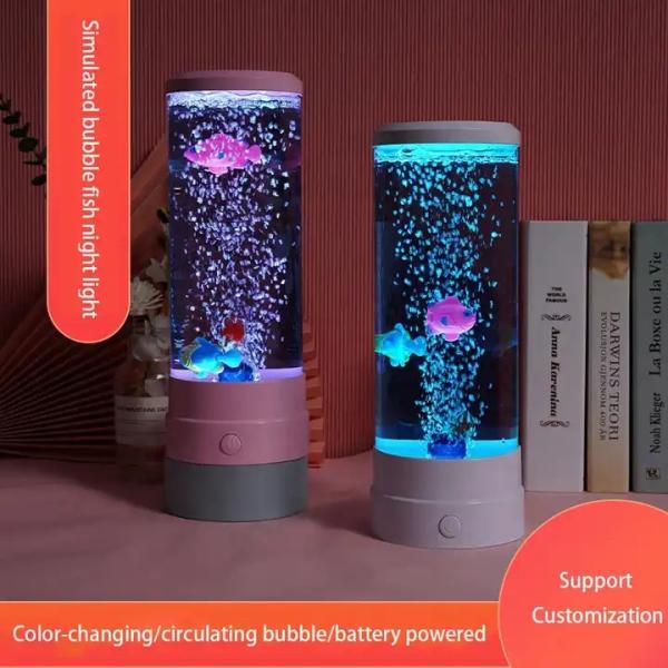 RoHs Usb LED Jellyfish Lamp 12 Inch Cylindrical Bubble Fish Lamp 7 Color