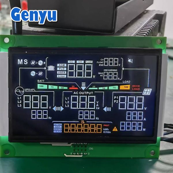 7 Segmental Digital Solar Inverter LCD Display Screen Black VA -20-70C with and Driver IC CS1621