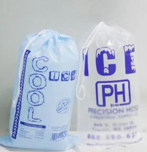 Quality Poly Disposable Ice Cube Plastic Bags Drawstring Gravure Printing for sale