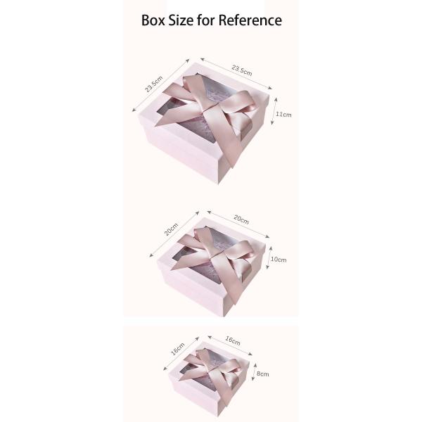 Customized Square Recentage Pink Gift Box With Ribbon