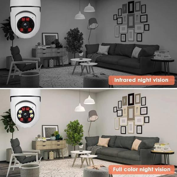 Smart E27 Light Bulb Camera With Audio 4mp Dual Light Pan Tilt Auto Tracking Tuya Smart Home Security Camera