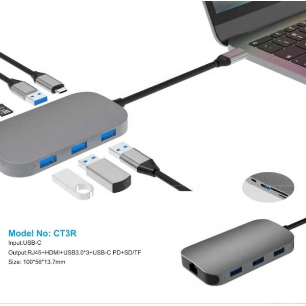 7 IN 1 portable USB C Docking Station HUB With 4K Display HDMI RJ45 for macbook