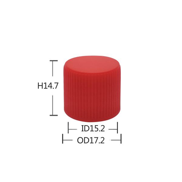 15/410 Trial Bottle 15MM Red Ribbed Screw Vial Cap