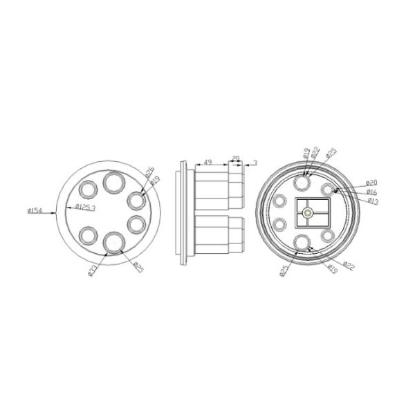 96 singlel core fiber optic splice enclosure Wall mounted 6 round ports