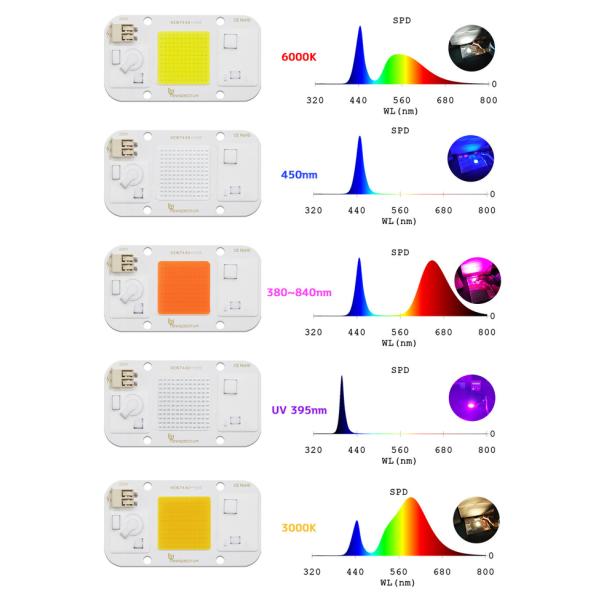 High Brightness 50 Watt Cob Led UV Diode 395nm OEM No Welding