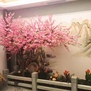 Quality Pink Flower Bonsai Artificial Peach Blossom Tree Home Wedding Decoration for sale